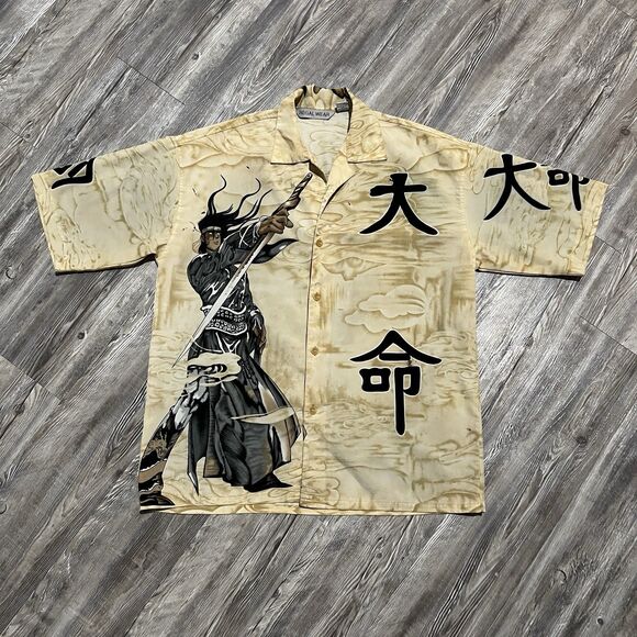 Kanji Other - Vintage Samurai Kanji Graphic Button Up Shirt L